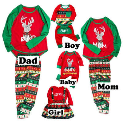 

UK Family Matching Christmas Pyjamas Casual Set Xmas Deer Nightwear Sleepwear SU
