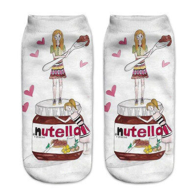 

1Pair Food Cartoon 3D Printing Socks Women Fashion Summer Cotton Low Cut Ankle Short Socks Female Fresh Style