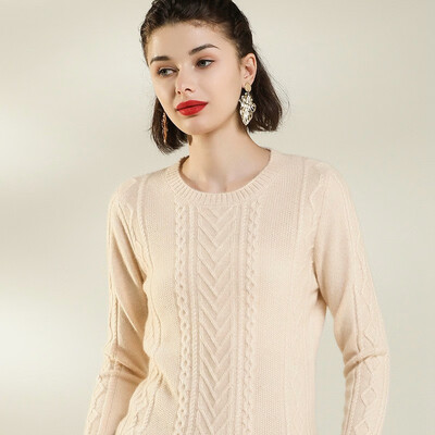 

QIANMUCHUN Womens round neck Cashmere sweater Fashion Comfort 5797