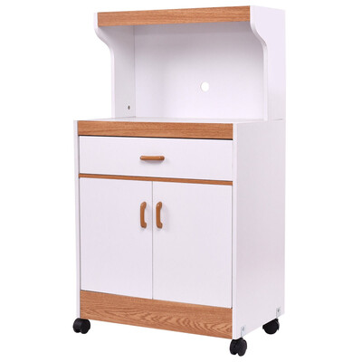 

Rolling Microwave Stand Cabinet with Drawer&Two Doors