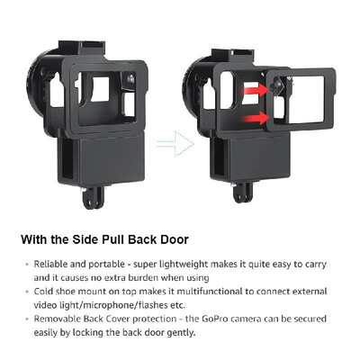 

SHOOT XTGP539 CNC Aluminum Alloy Action Camera Vlogging Cage Protective Cage Vlog Housing with 52mm UV Lens Filter for GoPro Hero