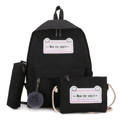 

4pcsset Letter Print Canvas Women Shoulder Satchel Bags Pen Bags Backpacks