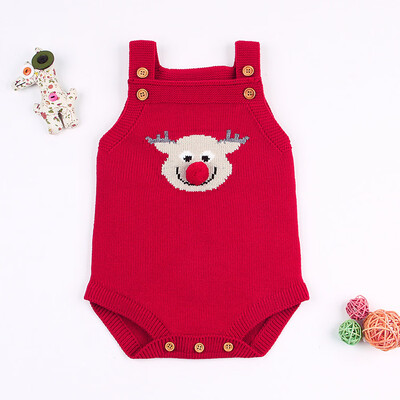 

Newborn Infant Baby Sleeveless Cartoon Christmas Knitted Romper Jumpsuit Clothes