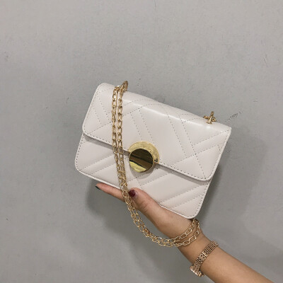 

2019 new simple fashion casual shoulder bag female foreign style texture chain Messenger bag wild embroidery line small square bag