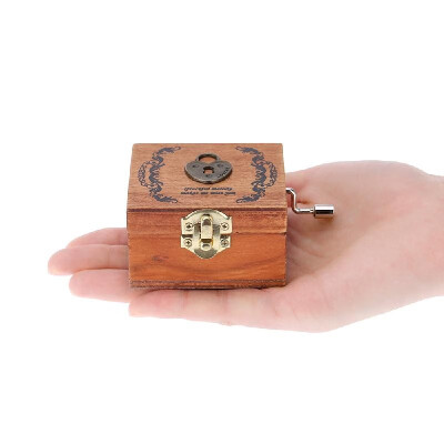 

Retro Wooden Musical Box Hand Crank Music Box Exquisite Workmanship 4 Patterns for Option