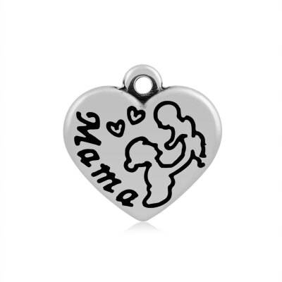 

Heart with Word Mama 316 Stainless Steel Pendants Antique Silver 16x165x4mm Hole 2mm