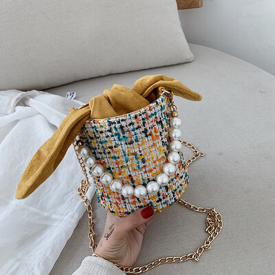 

Chic - chain - pack - net - red mini - bucket - bag - new 2019 - 100 - bales - bag - one - shoulder bag - slant satchel