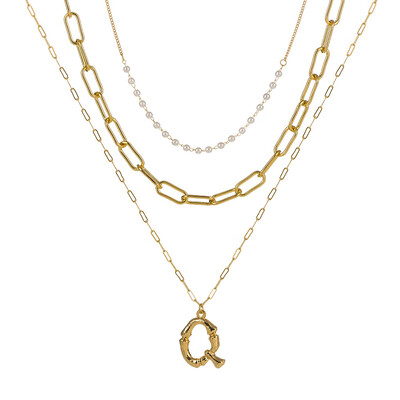 

Tiny Pearl A-Z Fashion Personalized Letter Alphabet Pendant Necklace Gold Color Chain Initial Bib Charms For Women Jewelry