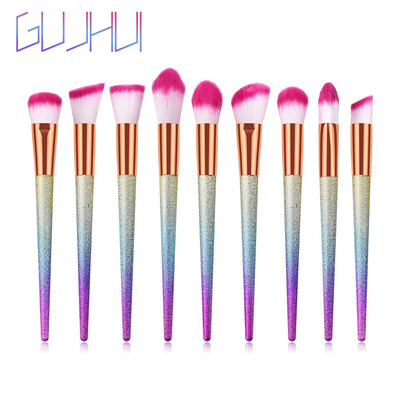 

〖Follure〗9 Pcs High-end Tapered Scrub Pink Brush Set With Plastic Handle