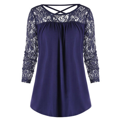 

Lace Panel Criss Cross Back Blouse