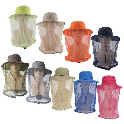 

Outdoor Anti-mosquito Mask Hat with Head Net Mesh Face Protection Fishing Sun Hat Cap