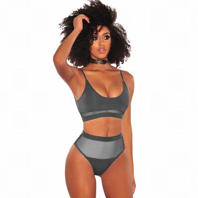 

U-neck sling fishing net with chest pad high waist flat angle split swimsuit