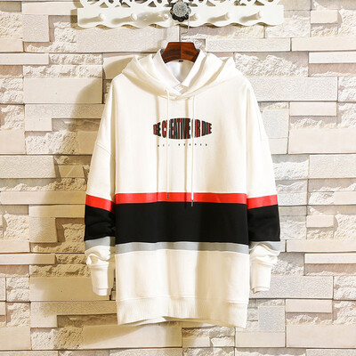 

Toponeto Mens Autumn Winter Patchwork Long Sleeved Hooded Sweater Tops Blouse