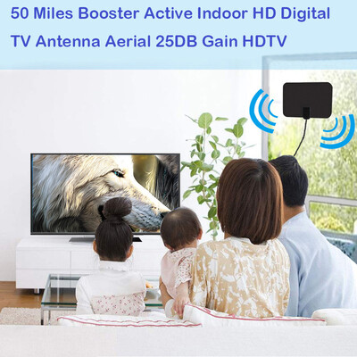 

Siaonvr Flat Indoor HD Signal Amplifier Digital TV Antenna HDTV 50 Miles Range VHF UHF