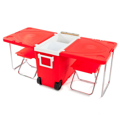 

28L Multi-function Rolling Cooler Party Picnic Camping Outdoor with Table & Chairs
