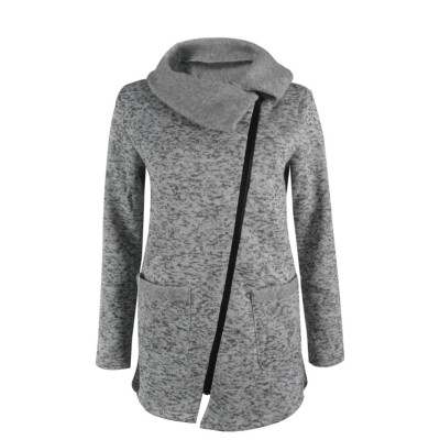 

Women Autumn Winter Clothes Warm Fleece Jacket Slant Zipper Collared Coat