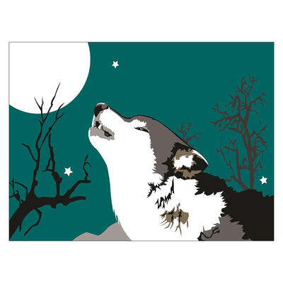 

3D DIY Wolf Roar at Moon Coloring Paint By Numbers Oil Painting Canvas Set