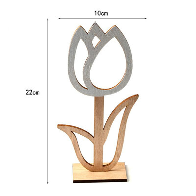

1pcs Natural Wood Hollow Small Flower Easter Ornaments Gift Table Solid Tulip for Festival Wedding Home Decoration