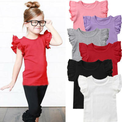 

AU Newborn Baby Girls Boy Fly Sleeves Tops Bodysuit Outfits Sunsuit Clothes 0-4T