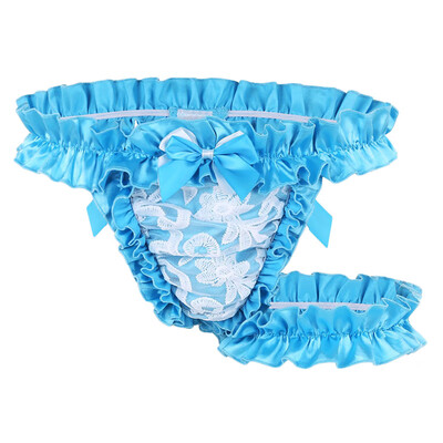 

Mens Sexy Lingerie Ruffled Knickers Bulge Pouch Thongs Underpants Elastic Briefs