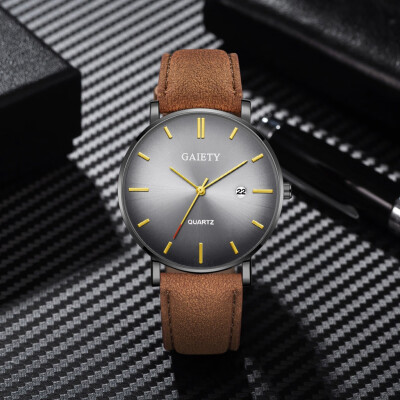 

〖Follure〗Fashion Simple Simple Casual Calendar Business Leather With Strap Mens Watch