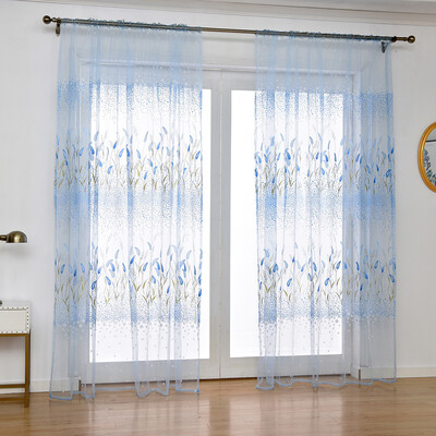 

Gobestart Leaves Sheer Curtain Tulle Window Treatment Voile Drape Valance 1 Panel Fabric