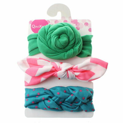 

3 PcsSet Kids Baby Girls Cotton Bow Knot Headband Children Hair Band Head Wear