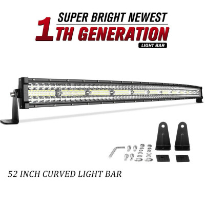 

Curved 52inch LED Light Bar Tri Row Flood Spot Offroad Truck Driving 4WD SUV 52"