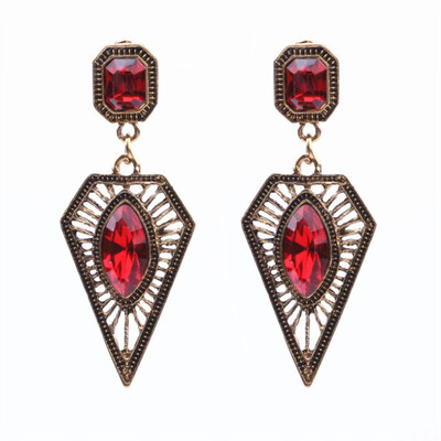 

EK2151 European Exaggerated Vintage Water Drop Gem Drop Earrings For Women Jewelry Rhinestone Baroque Triangle Brincos Boho Gift