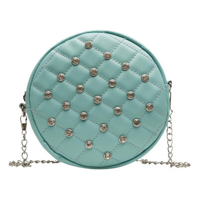

Rivet Shoulder Messenger Handbags Women Chain Leather Round Crossbody Bags