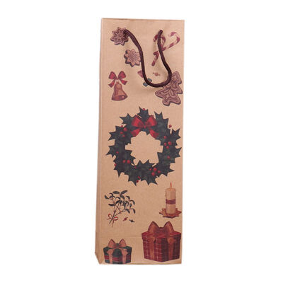 

Practical Beautiful 12pcslot Christmas Gift Bag Kraft Paper Wine Bags Santa Claus Cute Paper Wine Holder