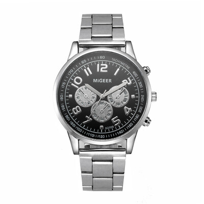 

Gobestart Fashion Man Crystal Stainless Steel Analog Quartz Wrist Watch