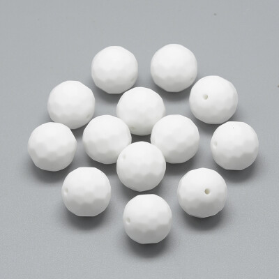 

Food Grade Environmental Silicone Beads Chewing Beads For Teethers DIY Nursing Necklaces Making Faceted Round White 155mm H