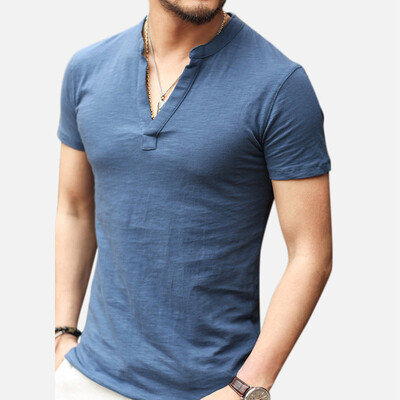 

Toponeto Mens Vintage Baggy Cotton Linen Solid Short Sleeve Retro T Shirts Tops Blouse