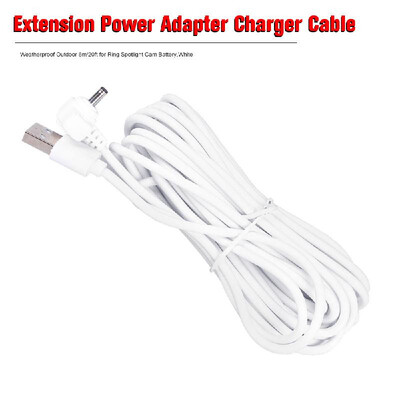 

Weatherproof Outdoor Extension Power Adapter Charger Cable 6m20ft for Ring Spotlight Cam BatteryWhite