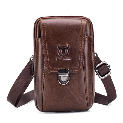 

BULLCAPTAIN Business Genuine Leather Men Waist Bag Mobile Phone Coin Purse