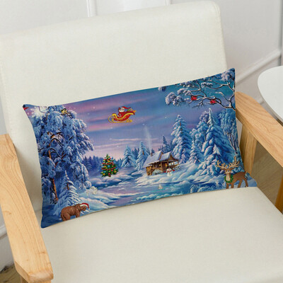 

Tailored Merry Christmas Linen Pillow Cases Sofa Rectangle Cushion Cover Home Decoration