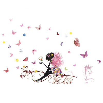 

Greensen PVC Wall Sticker Fairy Flower Butterfly Vinyl Art Decal Girl bedroom Home Decor Removable