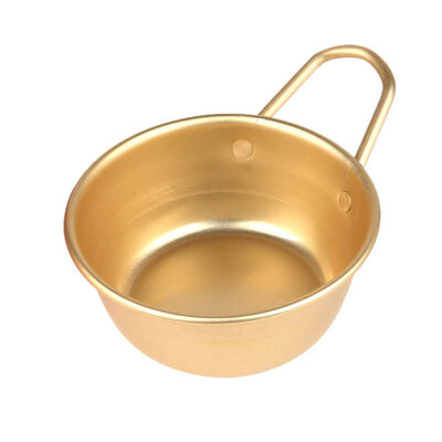 

Korean Traditional Aluminum Round Rice Bowl Wine Cup with Handle for Makgeolli