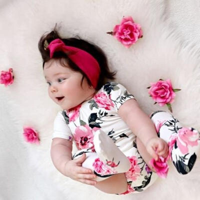 

Newborn Toddler Baby Girls Floral Romper Jumpsuit Bodysuit Outfits Socks Clothes