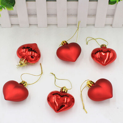 

6x Heart Christmas Pendant Balls Xmas Tree Decor Party Wedding Home Hot Ornament