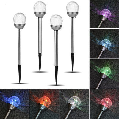 

〖Follure〗LED Solar Light Stainless Steel Lawn Lamp Garden Waterproof Decorative Light 4pc