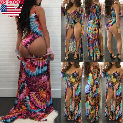 

Women Bikini Cover Up Swimwear Bathing Suit Beach Dress Monokini Swimsuit 2Pcs