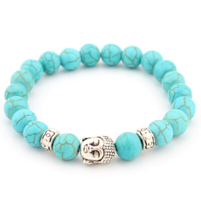 

New Mens Handmade Elastic Band Nylon Wirstband String Buddha Head Beaded Bracelets & Bangles Jewelry Accessories for Male