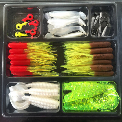 

Saidsome 35Pcs Soft Worm Lure Lure Set 10 Lead Head Jig Hooks Fishing Baits Set Tackle fishing bait fishing lure