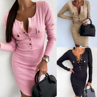 

Ladies Bandage Bodycon Casual Long Sleeve Evening Party Cocktail Club Mini Dress