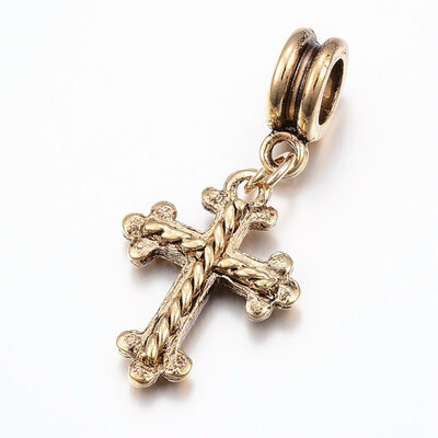 

Tibetan Style Alloy European Dangle Beads Large Hole Pendants Cross Antique Golden 33mm Hole 5mm Pendant 20x15x3mm