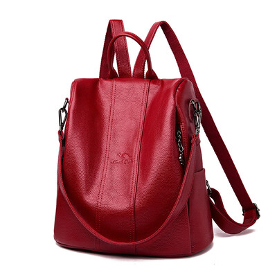 

Backpack 2019 soft leather outdoor anti-theft shoulder bag