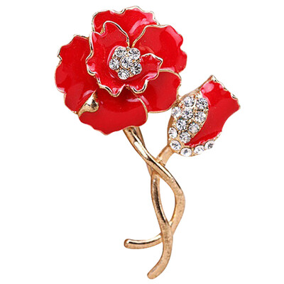 

Korean Version of Drip Flower Decoration with Rhinestone Brooch Poppy Flower Brooch Beautiful Unique