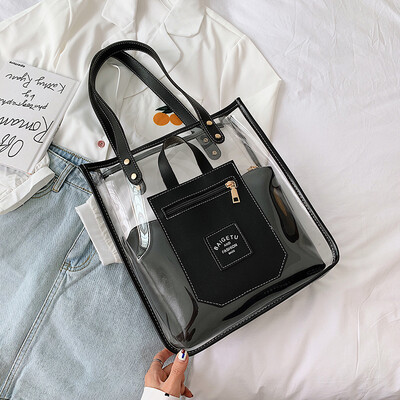 

Summer new large-capacity transparent bag handbags new 2019 Korean version of the wild shoulder portable fashion mother package